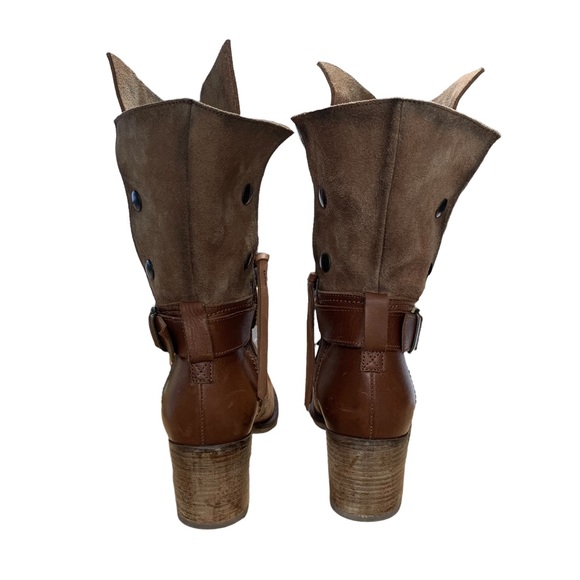 Anthropologie Sixtyseven Leather Boots Lagenlook Tan Cognac suede Spain 38 / 7 - Picture 4 of 8